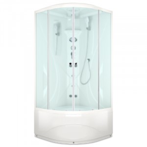 Душевая кабина DOMANI-Spa Elegance high, С Крышей кнопочный блок управления (стенка из Санитарного акрила / сатин матированное стекло)