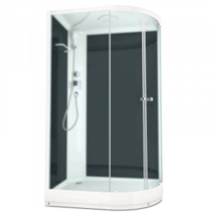 Душевая кабина DOMANI-Spa Delight 128 L, С Крышей (стенки черные / сатин матированное стекло)