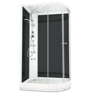 Душевая кабина DOMANI-Spa Delight 128 L, С Крышей кнопочный блок управления (стенки черные / прозрачное стекло)