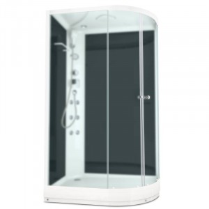 Душевая кабина DOMANI-Spa Delight 128 L, С Крышей кнопочный блок управления (стенки черные / сатин матированное стекло)