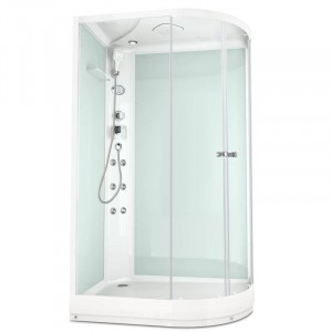 Душевая кабина DOMANI-Spa Delight 128 L, С Крышей кнопочный блок управления (стенки белые / прозрачное стекло)