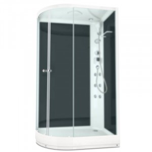 Душевая кабина DOMANI-Spa Delight 128 R, С Крышей кнопочный блок управления (стенки черные / сатин матированное стекло)