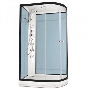 Душевая кабина DOMANI-Spa Delight 128 L, С Крышей кнопочный блок управления (стенки Dusty blue / прозрачное стекло)