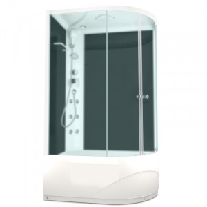 Душевая кабина DOMANI-Spa Delight 128 high L, С Крышей кнопочный блок управления (стенки черные / сатин матированное стекло)