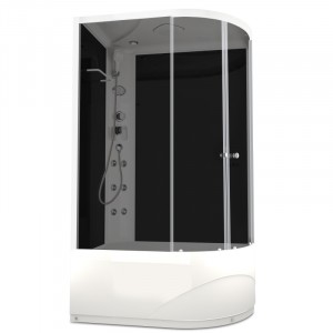 Душевая кабина DOMANI-Spa Delight 128 high L, С Крышей кнопочный блок управления (стенки черные / тонированное стекло)