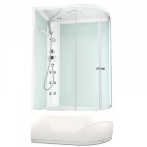 Душевая кабина DOMANI-Spa Delight 128 high L, С Крышей кнопочный блок управления (стенки белые / прозрачное стекло)