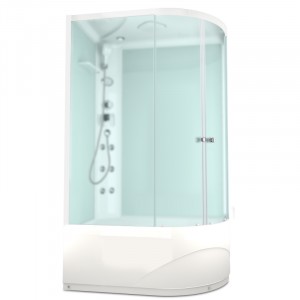 Душевая кабина DOMANI-Spa Delight 128 high L, С Крышей кнопочный блок управления (стенки белые / сатин матированное стекло)