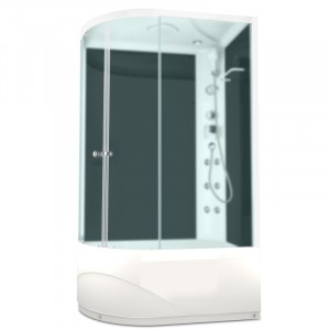 Душевая кабина DOMANI-Spa Delight 128 high R, С Крышей кнопочный блок управления (стенки черные / сатин матированное стекло)