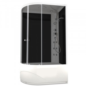 Душевая кабина DOMANI-Spa Delight 128 high R, С Крышей кнопочный блок управления (стенки черные / тонированное стекло)