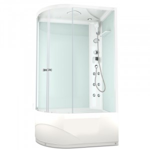 Душевая кабина DOMANI-Spa Delight 128 high R, С Крышей кнопочный блок управления (стенки белые / прозрачное стекло)
