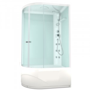 Душевая кабина DOMANI-Spa Delight 128 high R, С Крышей кнопочный блок управления (стенки белые / сатин матированное стекло)