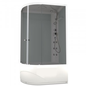 Душевая кабина DOMANI-Spa Delight 128 high R, С Крышей кнопочный блок управления (стенки белые / тонированное стекло)
