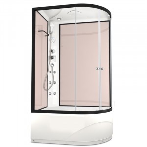 Душевая кабина DOMANI-Spa Delight 128 high L, С Крышей кнопочный блок управления (стенки Pink cappuccino / прозрачное стекло)